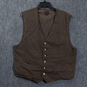 Structure Vest Mens XL Green Cotton Button Front Buckle Back Casual